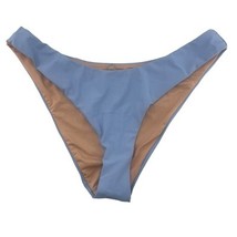 J Crew Curved Waist Bikini Bottoms Blue Cheeky Mid Rise High Cut Leg Sz ... - $11.87
