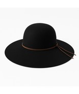 Phenix Women Wool Hat Fedora Elegant Black One Size Wide Brim Leather Trim - €26,01 EUR