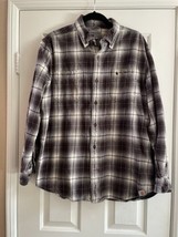 Carhartt Grey Plaid Long Sleeve Button Up Flannel Shirt Mens Size L Cotton - $18.70