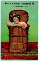 Comic Woman In Hamper Always Hampered Newport RI USS Constellation Postmark F6 - $15.95