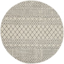 5&#39; Gray Round Geometric Power Loom Area Rug - £137.28 GBP