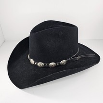 Vintage Bradford Western Cowboy Hat Wool Teague Black 6 7/8 - £47.54 GBP