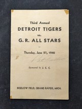 RARE 1946 3rd Annual Detroit Tigers vs Grand Rapids All Stars Baseball Scorecard - £107.57 GBP