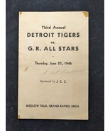 RARE 1946 3rd Annual Detroit Tigers vs Grand Rapids All Stars Baseball S... - £108.17 GBP