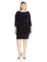 Marina Women&#39;s Plus Size Short Jersey with 3/4 Sleeve Side Cascade - 22W - £27.61 GBP