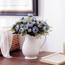 Modern Flower Vase For Home Decor, 8 Inch Ceramic Vase With Handle For, White - £28.53 GBP