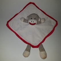 Baby Starters Sock Monkey Lovey Rattle Plush Baby Toy Fleece Red White Tan 2013 - £8.68 GBP