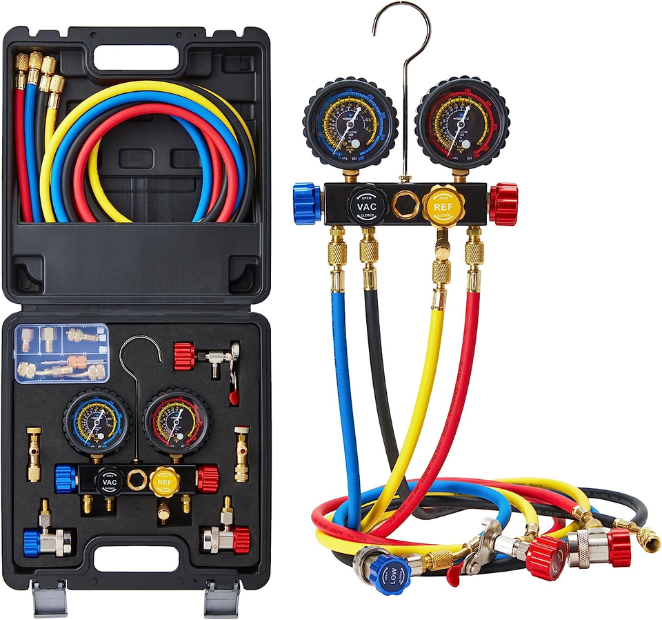 AC Gauges, HVAC Manifold Gauge Set for R134 R22 R12 R502, with Hoses Cou... - $132.98