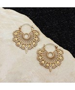  Bronze Mandala Art Deco Wire Hoop Earring 33x31mm - $1,759.36 MXN