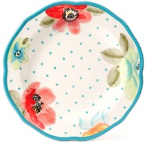 Four (4) Pioneer Woman ~ Turquoise ~ Vintage Bloom ~ 10.5&quot; Ceramic Dinner Plate - £58.83 GBP