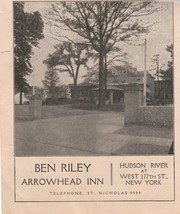 Ben Riley Arrowhead Inn Hudson River West 177th New York Vintage Print Ad WW1 - £10.34 GBP