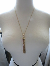 VTG Sarah Coventry Chain Necklace Tassel Pendant Gold Plated 23&quot; Smooth Finish - £23.52 GBP