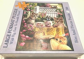  Bits and Pieces Brooke Faulder Tabby Tea Time 300 Large Format Puzzle New - $35.90