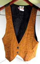 Vintage New Era Vest Fancy Floral Two-Button Brown Deep V-Cut Elastic Sz... - £15.51 GBP