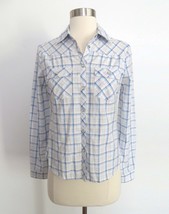 Urban Outfitters size SMALL blue white plaid check print button down shirt top - £5.32 GBP