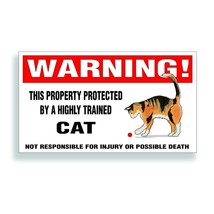 Warning DECAL trained CAT calico kitten bumper or window sticker - £7.80 GBP