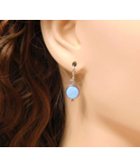 Sterling Silver Blue Opal Earrings | Gemstone Drop Dangle Earrings - $649.46 MXN