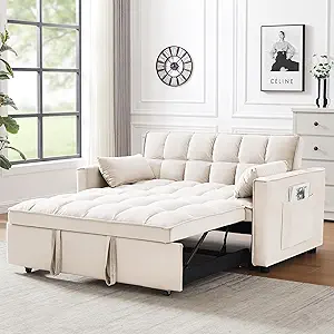 Velvet Couch, Pull Loveseat Sleeper Convertible Futon Sofa Bed For Livin... - £763.86 GBP