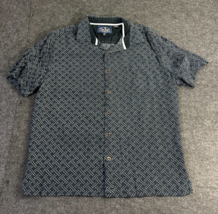 Nat Nast Men&#39;s Short Sleeve Silk Blend Button Blue Geometric Shirt Size ... - £19.69 GBP