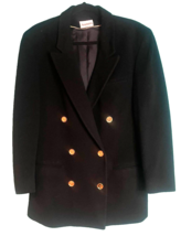 Augustus Double Breasted Blazer Gold Buttons Black Size 12 Boardroom Office - £38.69 GBP