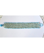 Vintage Woven Blue Seed Bead Bracelet 7.1/4&quot; Long x 1&quot; Wide - $34.65