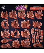 3D Printed Cast n Play Horde Kingdom Walls and Doors Set 28mm 32mm D&amp;D - $11.70+