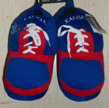 Nwt Mens Ncaa Ku Kansas Jayhawks Micro Fleece Lace Up Slippers Size M (9-10) - $28.01