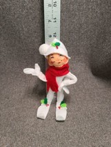 Annalee Christmas White ELF Boy Red Scarf Shelf Sitter Poseable 6” Figure - £10.81 GBP
