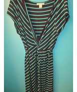 Motherhood Maternity Sz Large Jersey Midi Faux Wrap Dress Black Green St... - $25.98 CAD