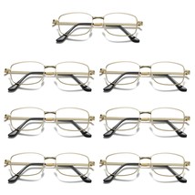 7 Pair Mens Square Metal Frame Golden Reading Glasses Classic Readers Ey... - $15.59