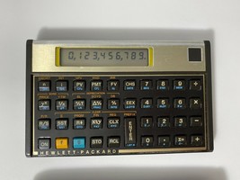 VINTAGE 1987 Hewlett Packard HP 12C Financial Calculator Gold Tone w Pouch Case - $74.95