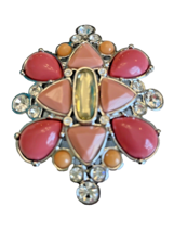Brooch Lia Sophia Silver Tone with Rhinestones Pendant Pin Costume Jewelry - £16.88 GBP