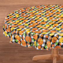 Pumpkin Plaid Vinyl Tablecloth Table Cover Soft Backing 2 Sizes Plaid Ha... - $314.05 MXN