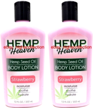 Lot 2x Hemp Heaven Strawberry Hemp Seed Oil Body Lotion Moisturize &amp; Hydrate Usa - £17.40 GBP