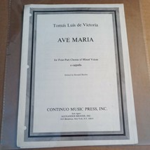 Ave Maria (Tomás Luis de Victoria) SATB a cappella Continuo Music Press Sheet - £69.43 GBP
