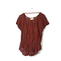 Pins and Needles Urban Outfitters Size XS Peplum Hem Top Lace Crochet Lined Boho - £7.59 GBP