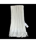 NEW NY&amp;C Ivory Cable Knit Scarf One Size Fringe Acrylic Gift Cozy - $13.84