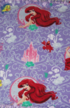 Disney Ariel Little Mermaid Flounder Purple Castle Fleece Craft Sewing Fabric - £19.63 GBP