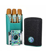 Abalone and Stingray Leather Collection Ltd Cigar Case  and Cutter  NIB - $13,552.27 MXN