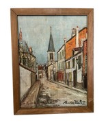 Maurice Utrillo Print French Village Street Scene Canvas Framed 25.5 x 2... - $74.42 CAD