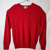 Daniel Cremieux Men L 100% Cashmere Red V-neck Pullover Sweater - £53.97 GBP