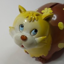 Ceramic Piggy Bank Brown Yellow Cat Flowers 7.5 in long 4.5 in wide 5.5 in tall - £19.85 GBP