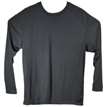 Solid Black Long Sleeve Workout Shirt Size L Large Polyester Crew Neck Top - $15.84