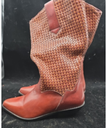 VTG LL Bean Dingo Women Size 7 Red Brown Braided Leather Western Pull On... - $68.89 CAD