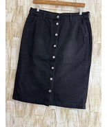 Divided H&amp;M Size 14 Black Button Front Jean Pencil Wrap Skirt Grunge Den... - $317.46 MXN