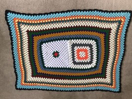 Vintage Granny square Afghan Blanket Throw 36” x 48” Handmade - £16.95 GBP