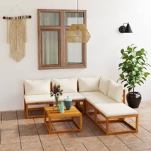 vidaXL Cream Acacia Wood Modular Garden Lounge Set for 6 People - $14,424.61 MXN