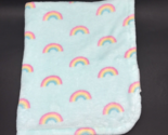 Blankets &amp; Beyond Baby Blanket Rainbow Aqua White - £17.57 GBP