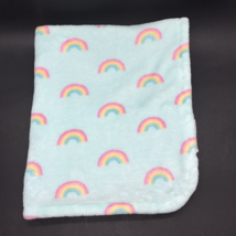 Blankets &amp; Beyond Baby Blanket Rainbow Aqua White - $21.99