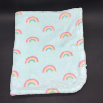 Blankets &amp; Beyond Baby Blanket Rainbow Aqua White - £17.52 GBP